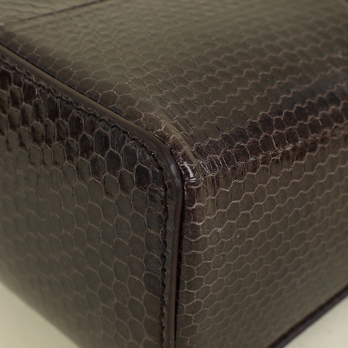 Loro Piana Dark Chocolate Licorice Extra Pouch L19 Python Bag