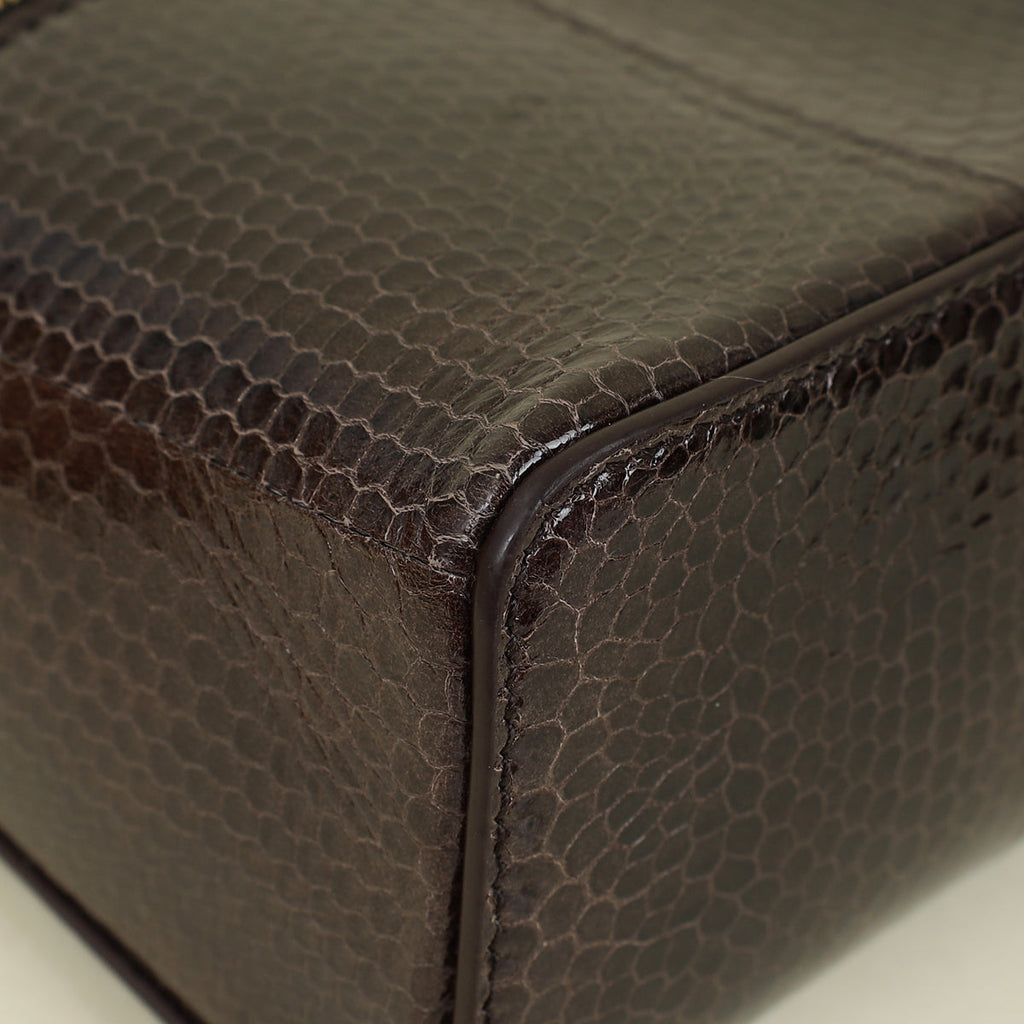 Loro Piana Dark Chocolate Licorice Extra Pouch L19 Python Bag