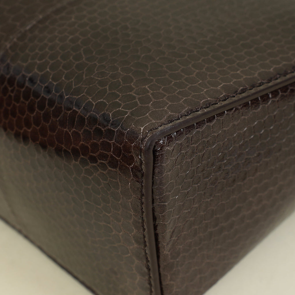 Loro Piana Dark Chocolate Licorice Extra Pouch L19 Python Bag