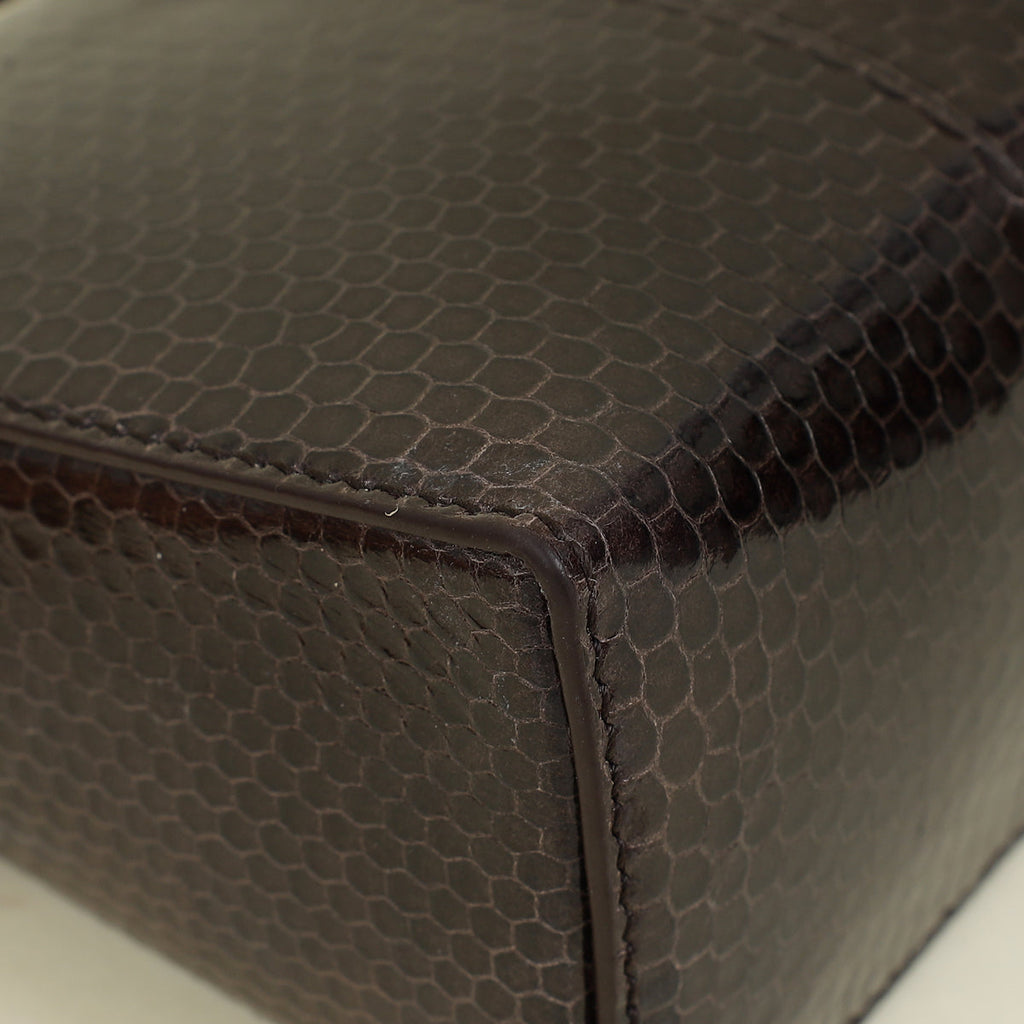 Loro Piana Dark Chocolate Licorice Extra Pouch L19 Python Bag