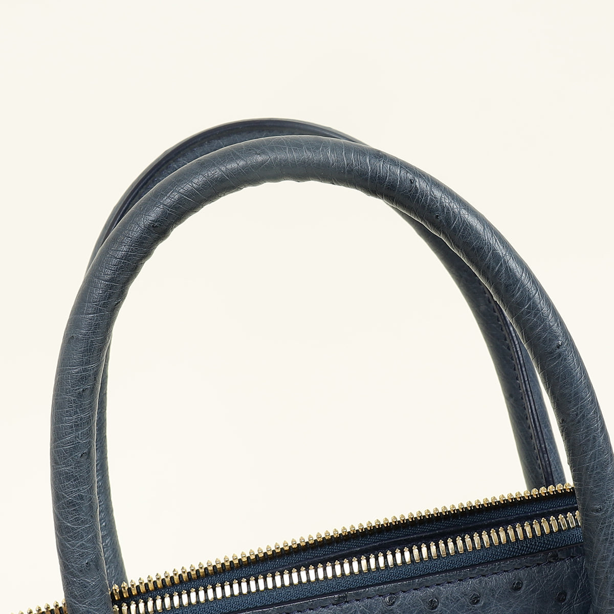 Loro Piana Navy Blue Ostrich Handle Bag