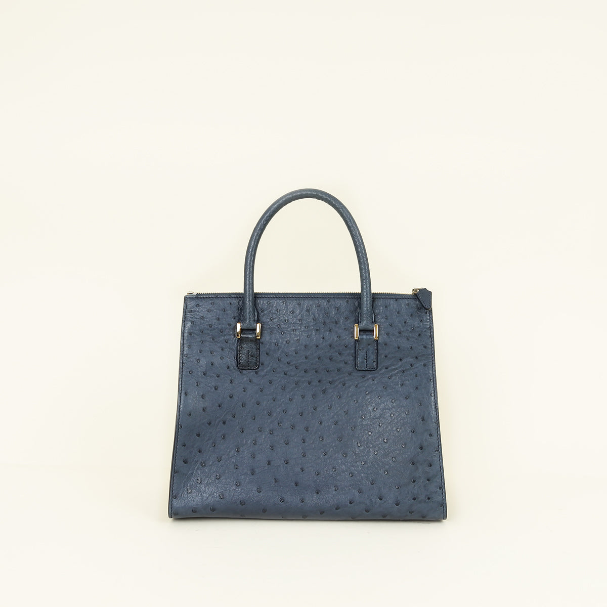 Loro Piana Navy Blue Ostrich Handle Bag