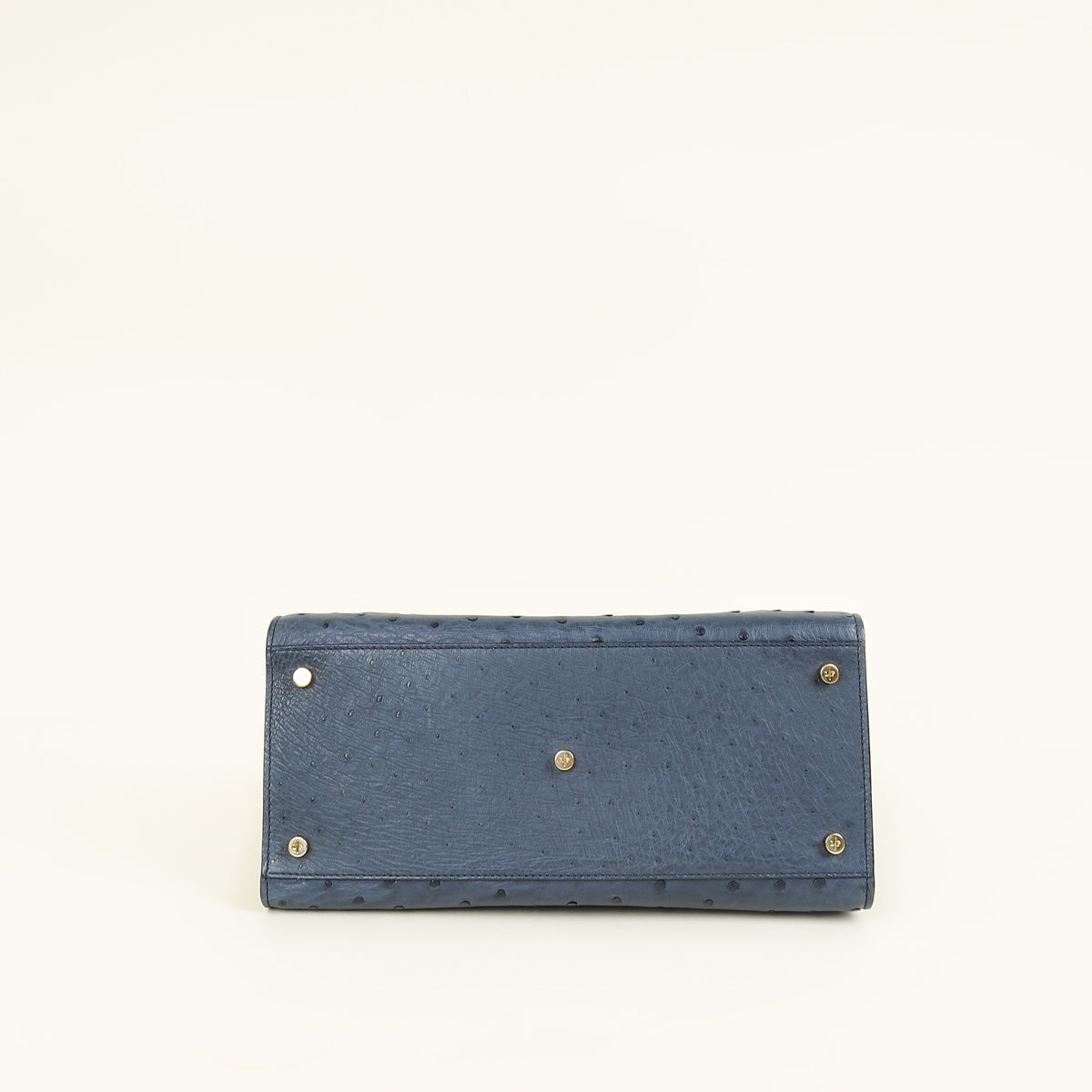 Loro Piana Navy Blue Ostrich Handle Bag