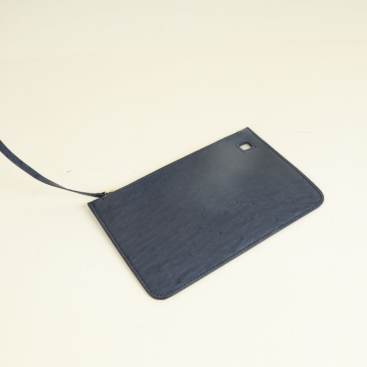 Loro Piana Navy Blue Ostrich Handle Bag