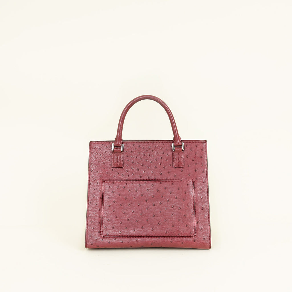 Loro Piana Burgundy Ostrich Handle Bag