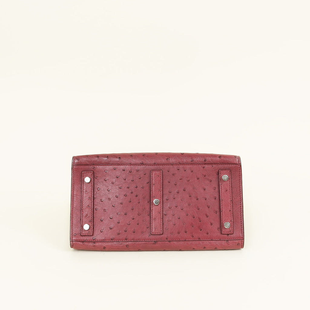 Loro Piana Burgundy Ostrich Handle Bag
