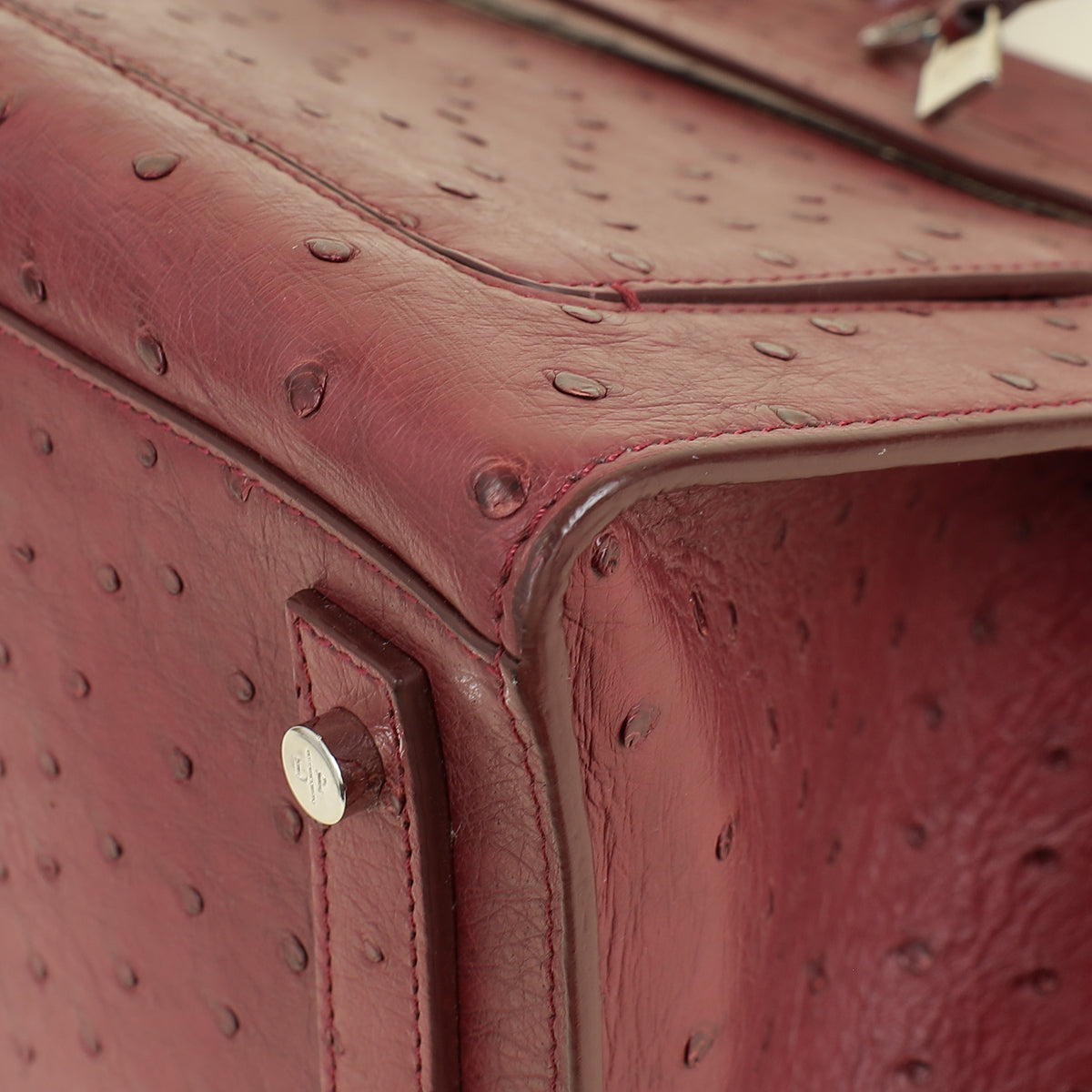 Loro Piana Burgundy Ostrich Handle Bag