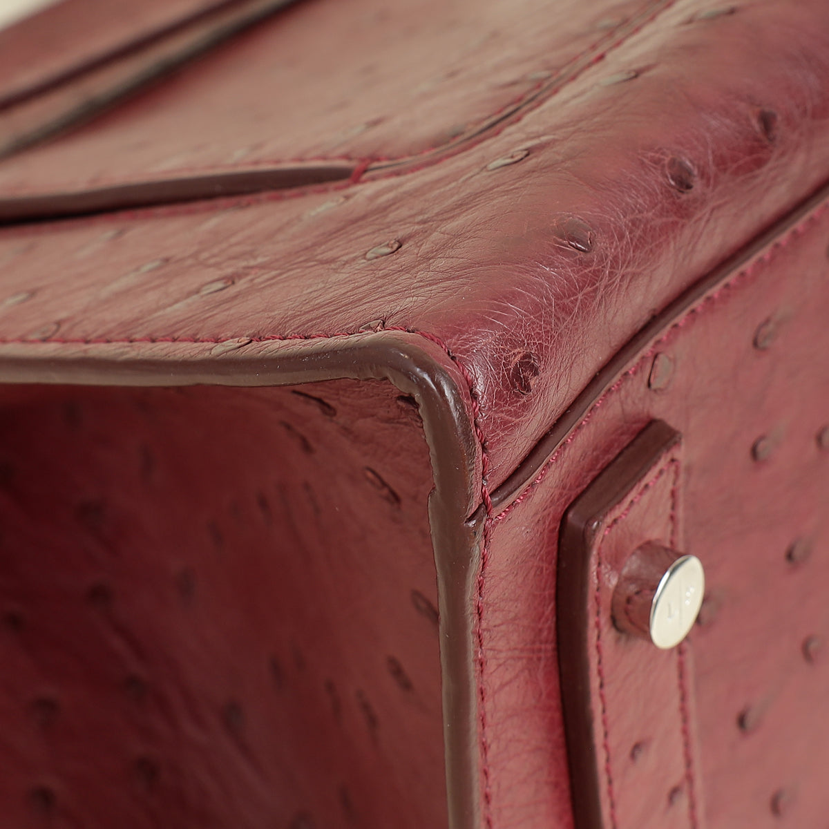 Loro Piana Burgundy Ostrich Handle Bag