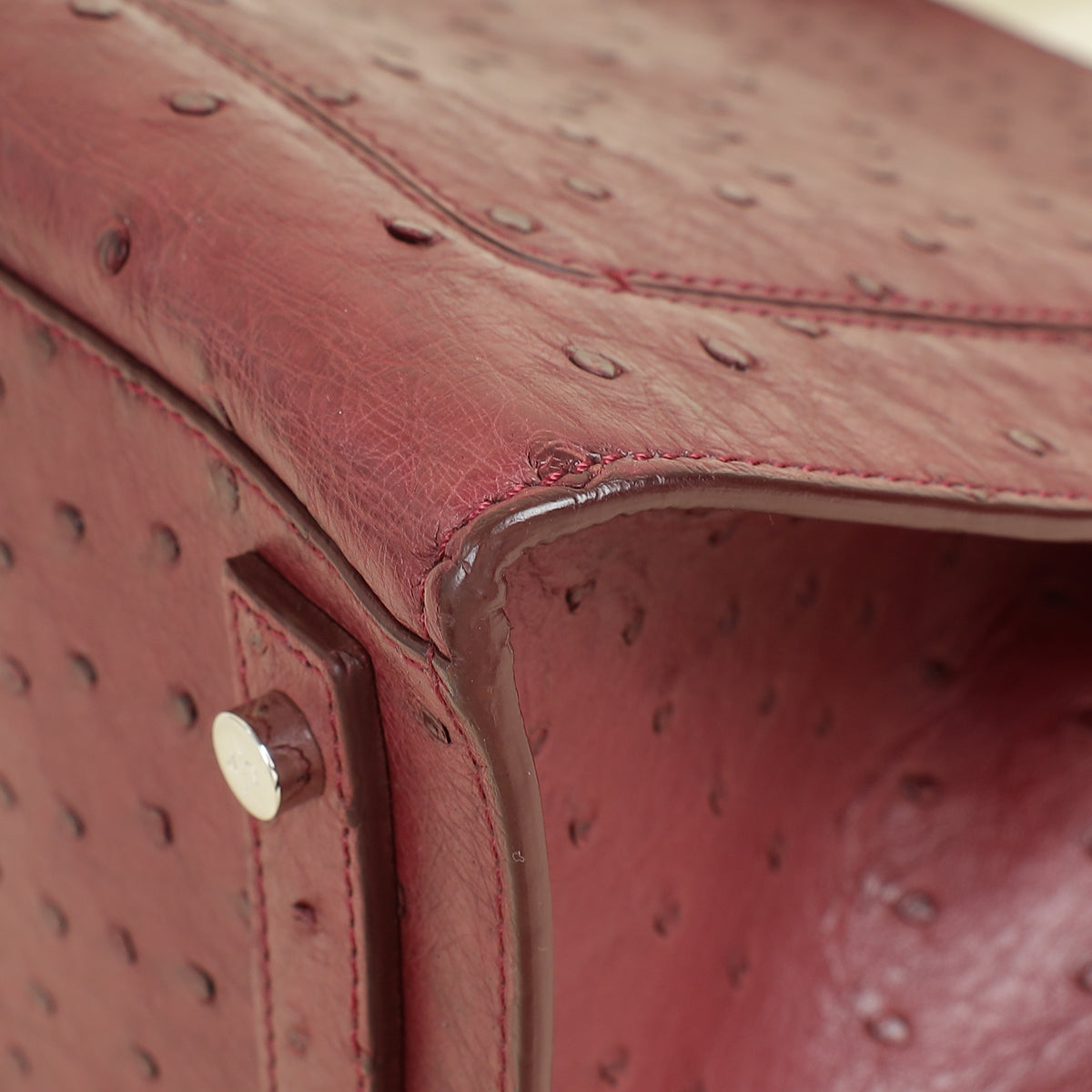 Loro Piana Burgundy Ostrich Handle Bag