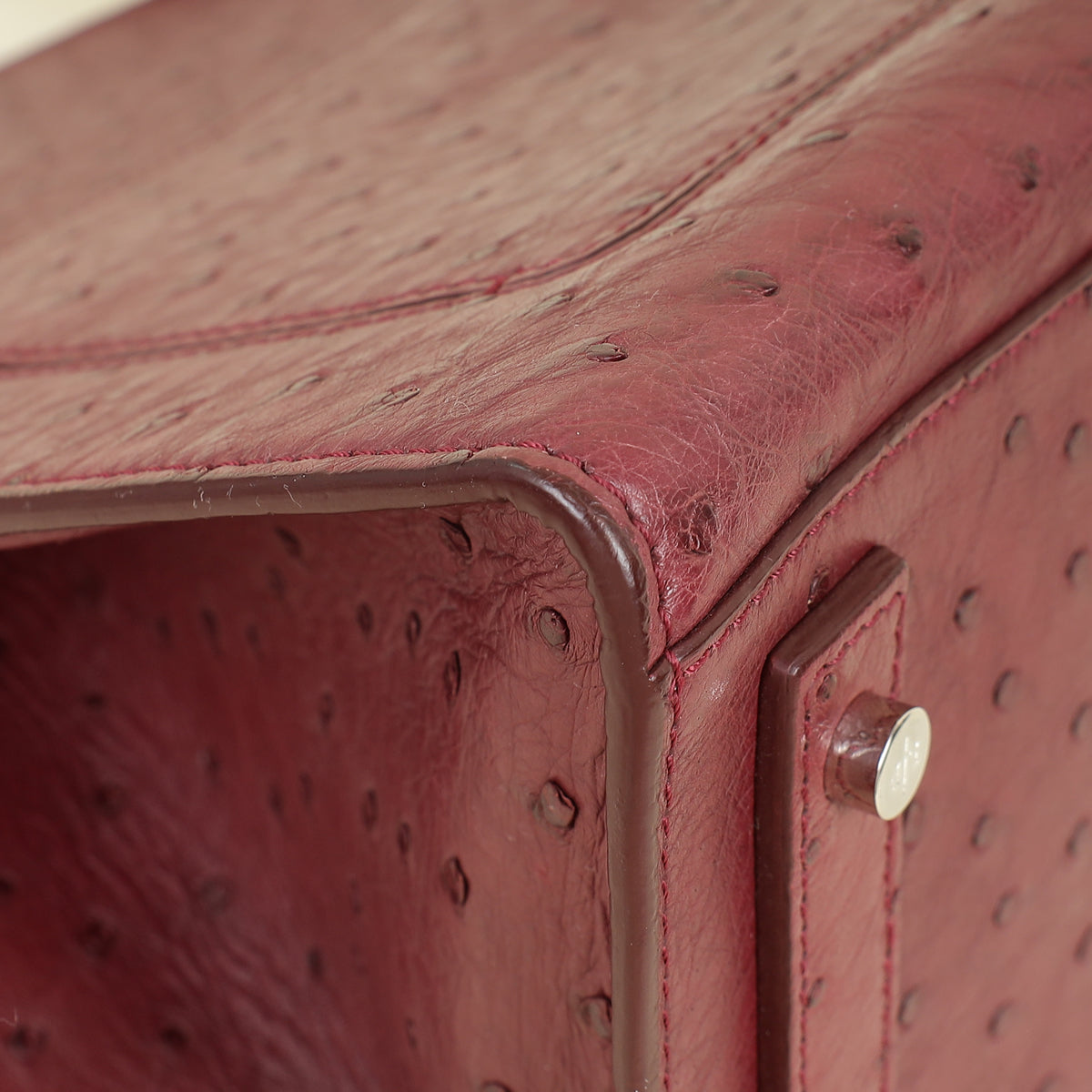 Loro Piana Burgundy Ostrich Handle Bag