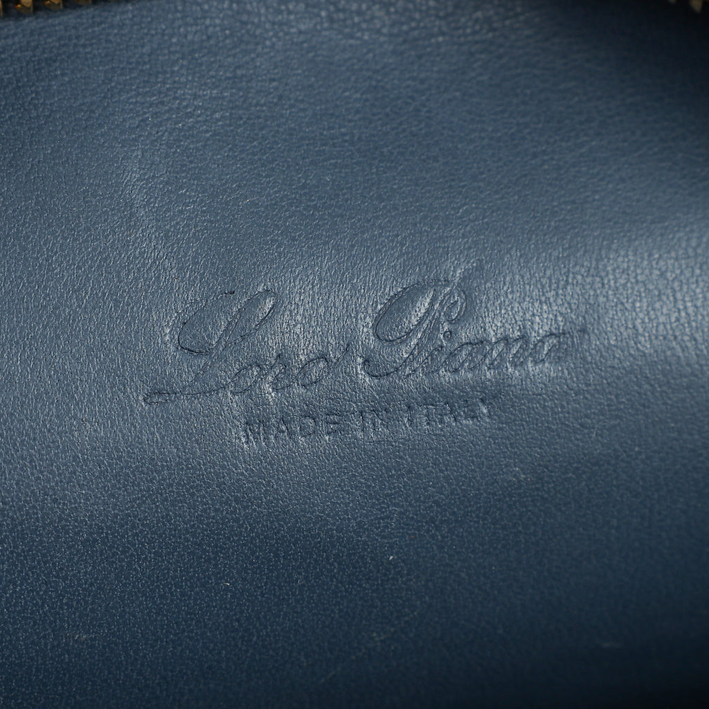 Loro Piana Blue Grey Ostrich Extra Pouch L19 Bag