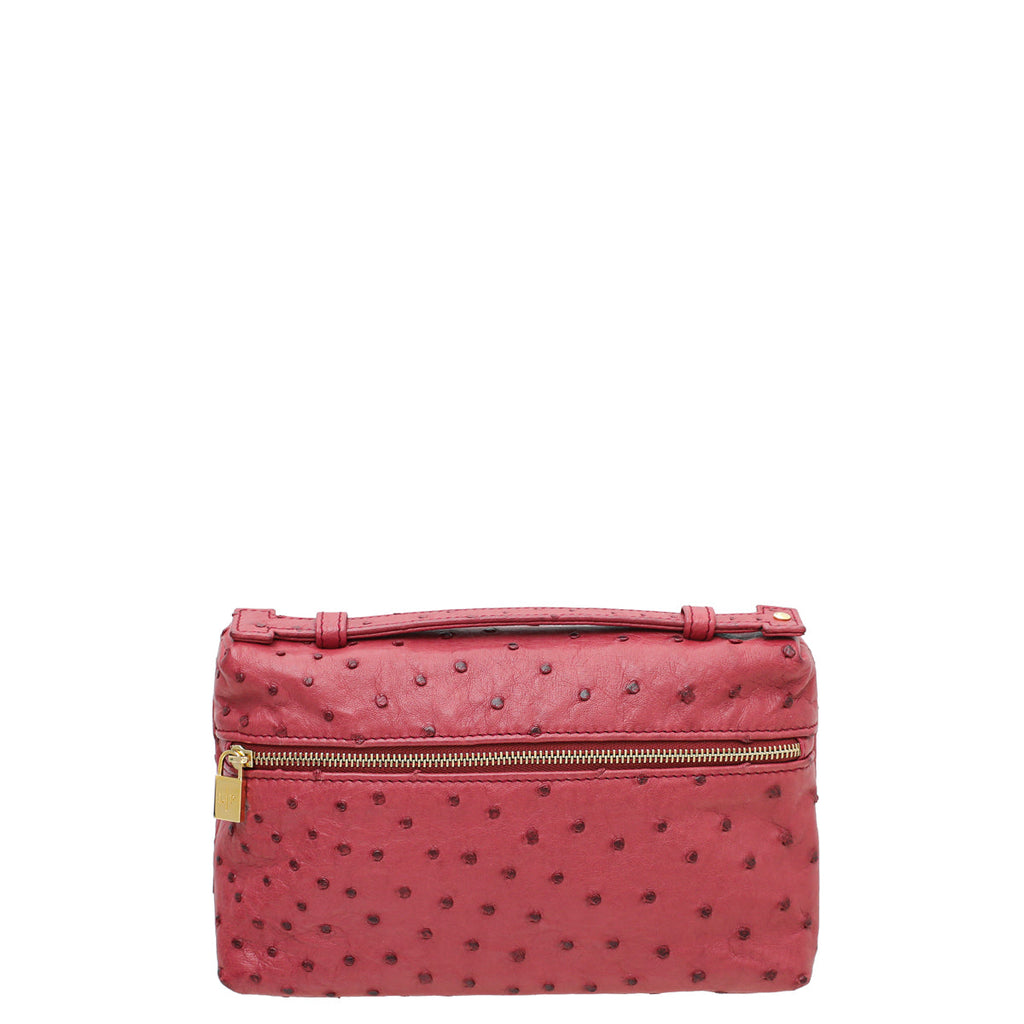 Loro Piana Light Pomegranate Ostrich L19 Pouch Bag