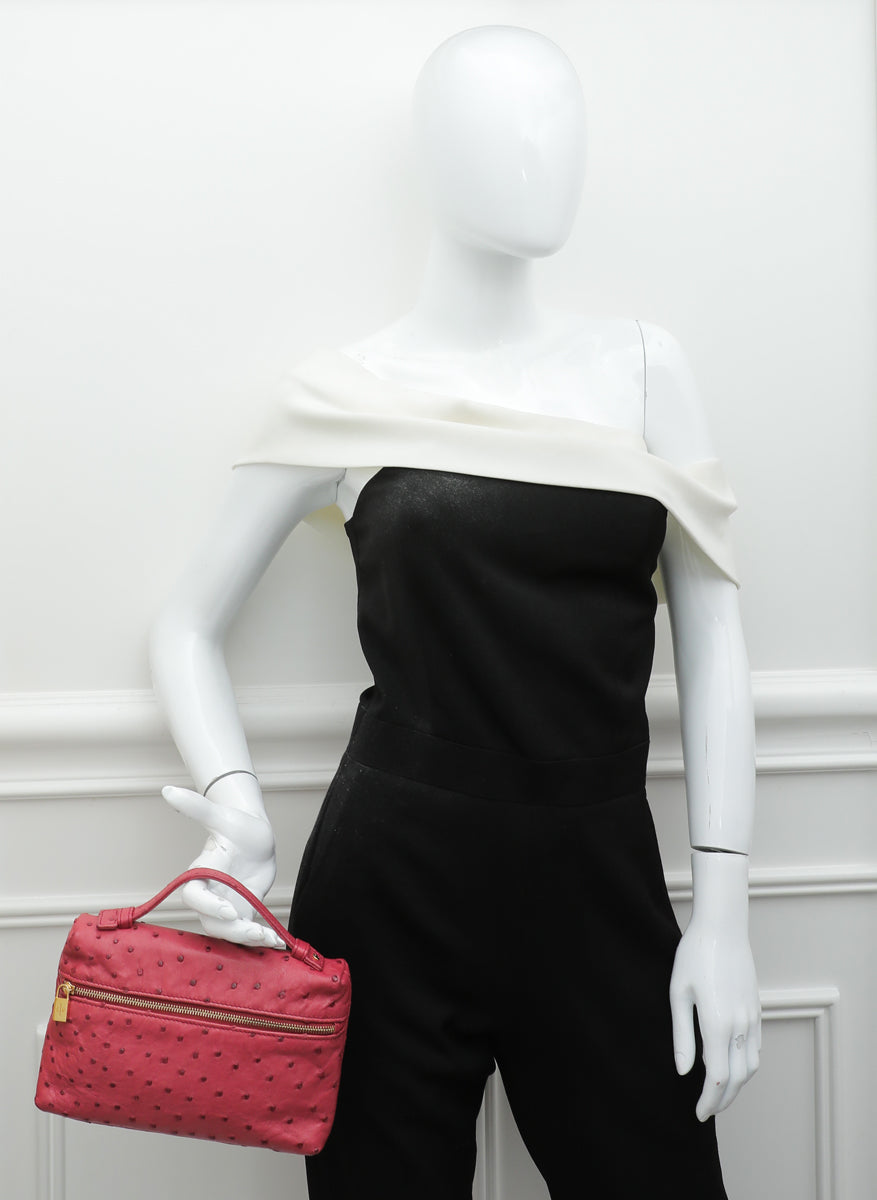Loro Piana Light Pomegranate Ostrich L19 Pouch Bag