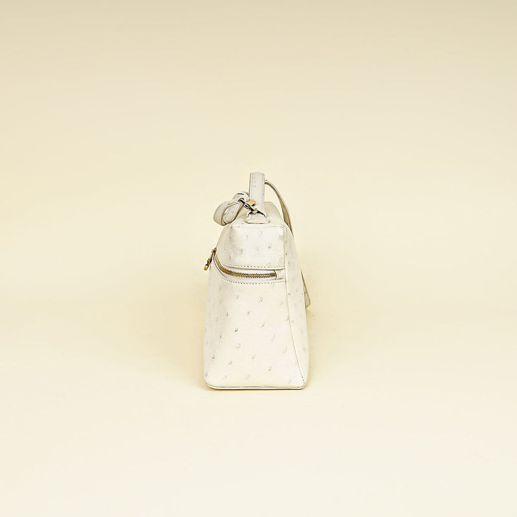 Loro Piana Whisper White Ostrich Extra L27 Bag