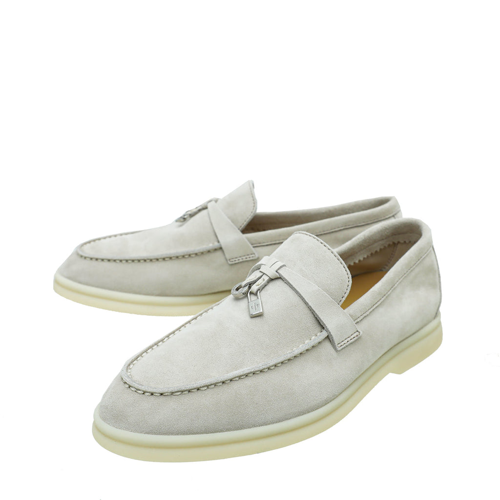 Loro Piana Pearl Powder Summer Charms Walk Loafers 36