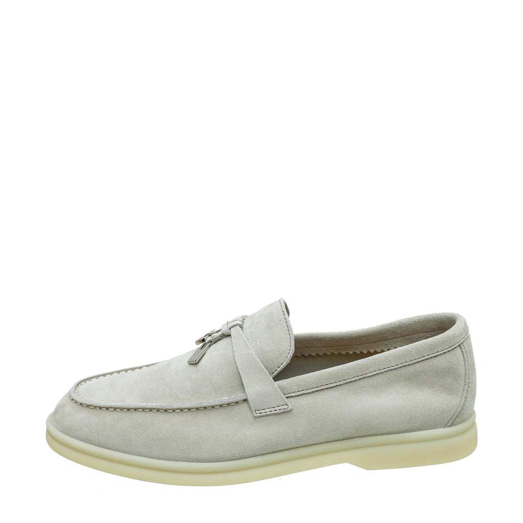 Loro Piana Pearl Powder Summer Charms Walk Loafers 36