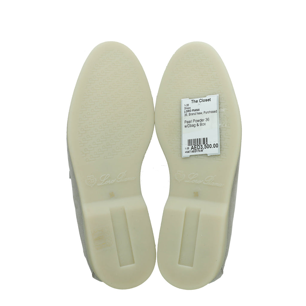 Loro Piana Pearl Powder Summer Charms Walk Loafers 36