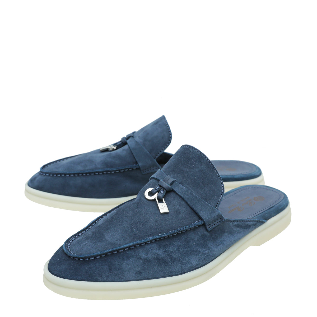 Loro Piana Cloud Sky Suede Nautical Charms Walk Babouche Loafers 37.5