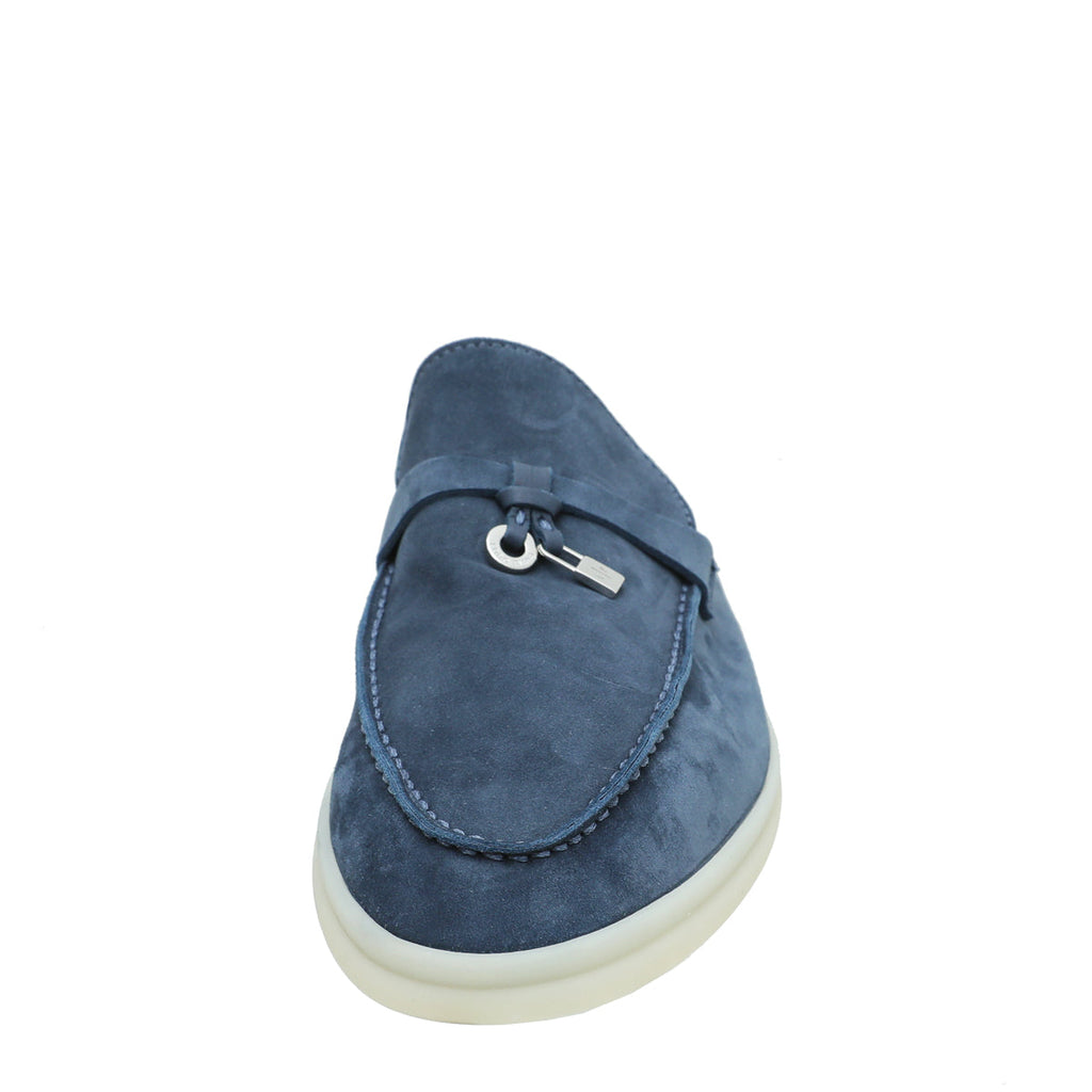 Loro Piana Cloud Sky Suede Nautical Charms Walk Babouche Loafers 37.5