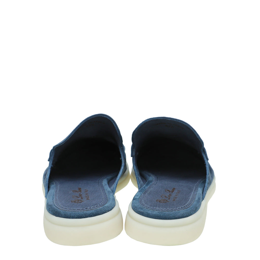 Loro Piana Cloud Sky Suede Nautical Charms Walk Babouche Loafers 37.5