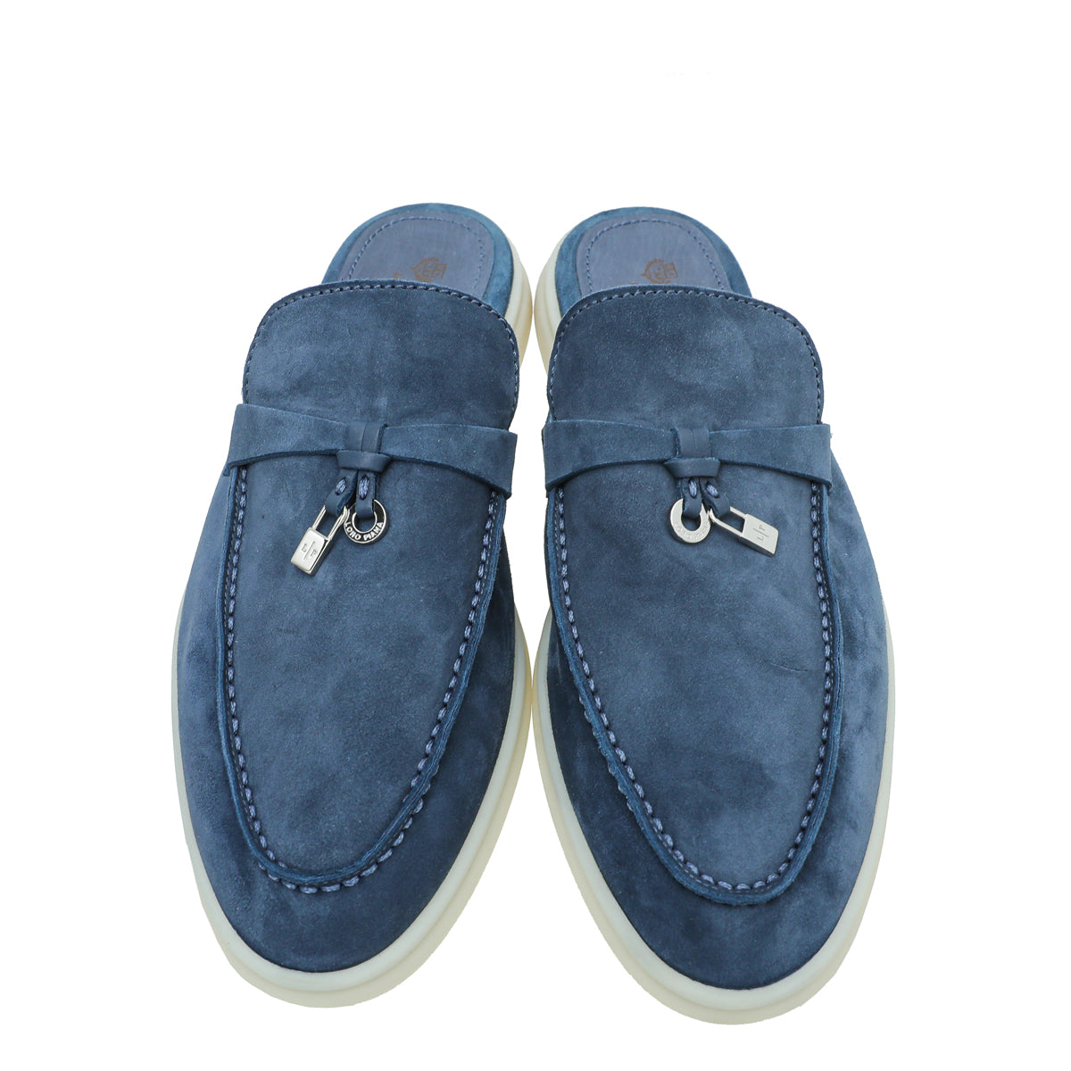 Loro Piana Cloud Sky Suede Nautical Charms Walk Babouche Loafers 37.5