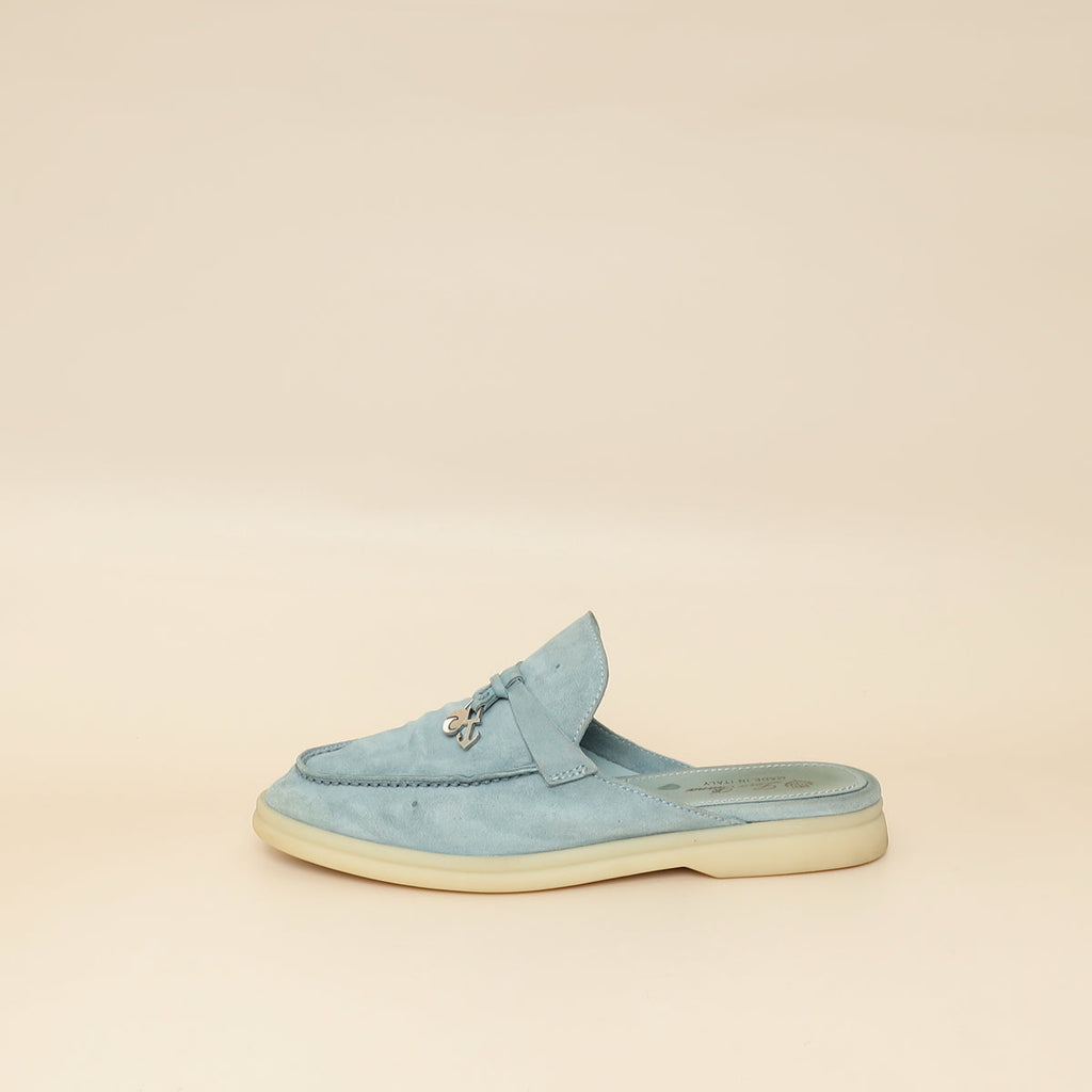 Loro Piana Blue Babouche Charms Walk Loafer 36