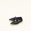 Loro Piana Argo Blue Melange Summer Charms Walk Loafers 37