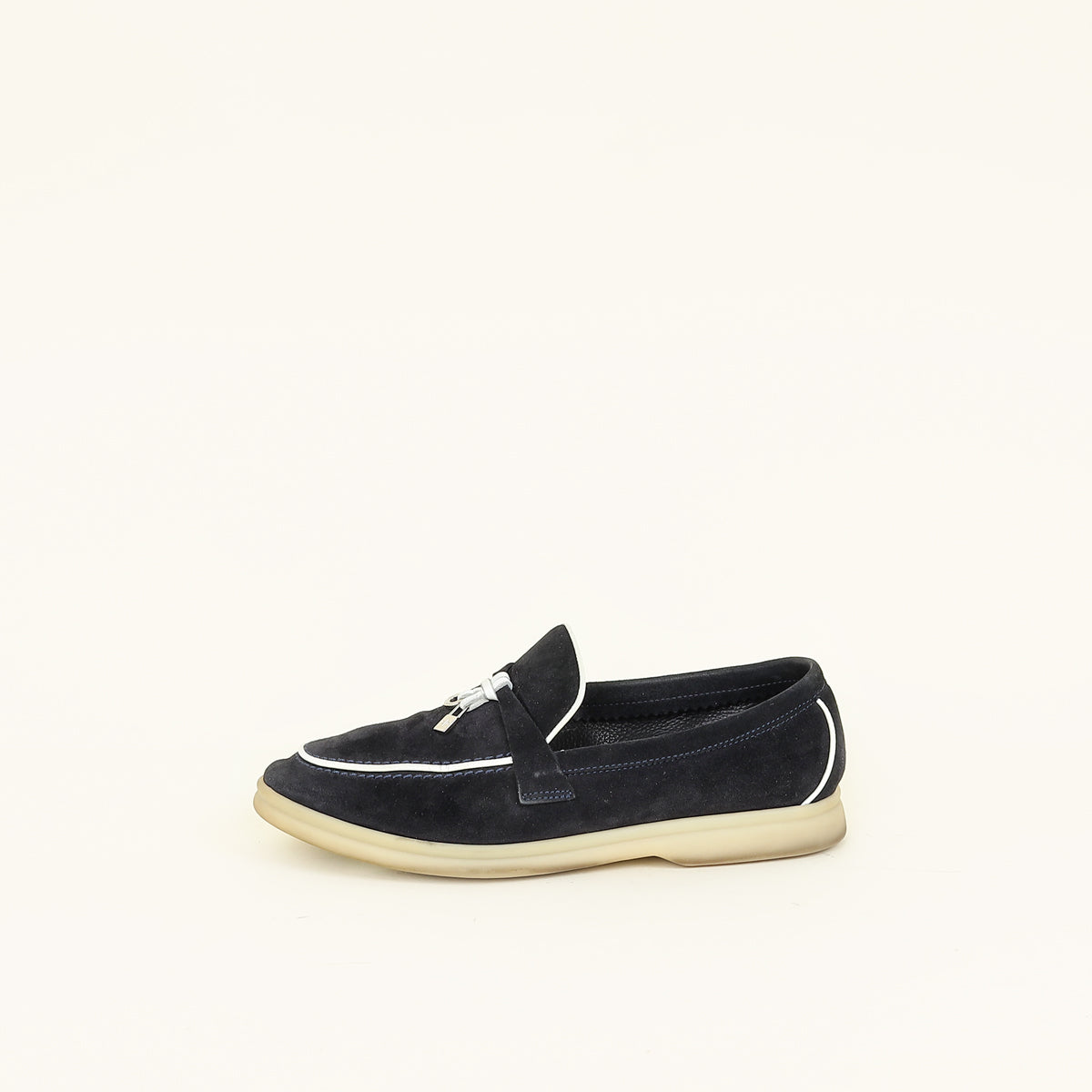 Loro Piana Argo Blue Melange Summer Charms Walk Loafers 37