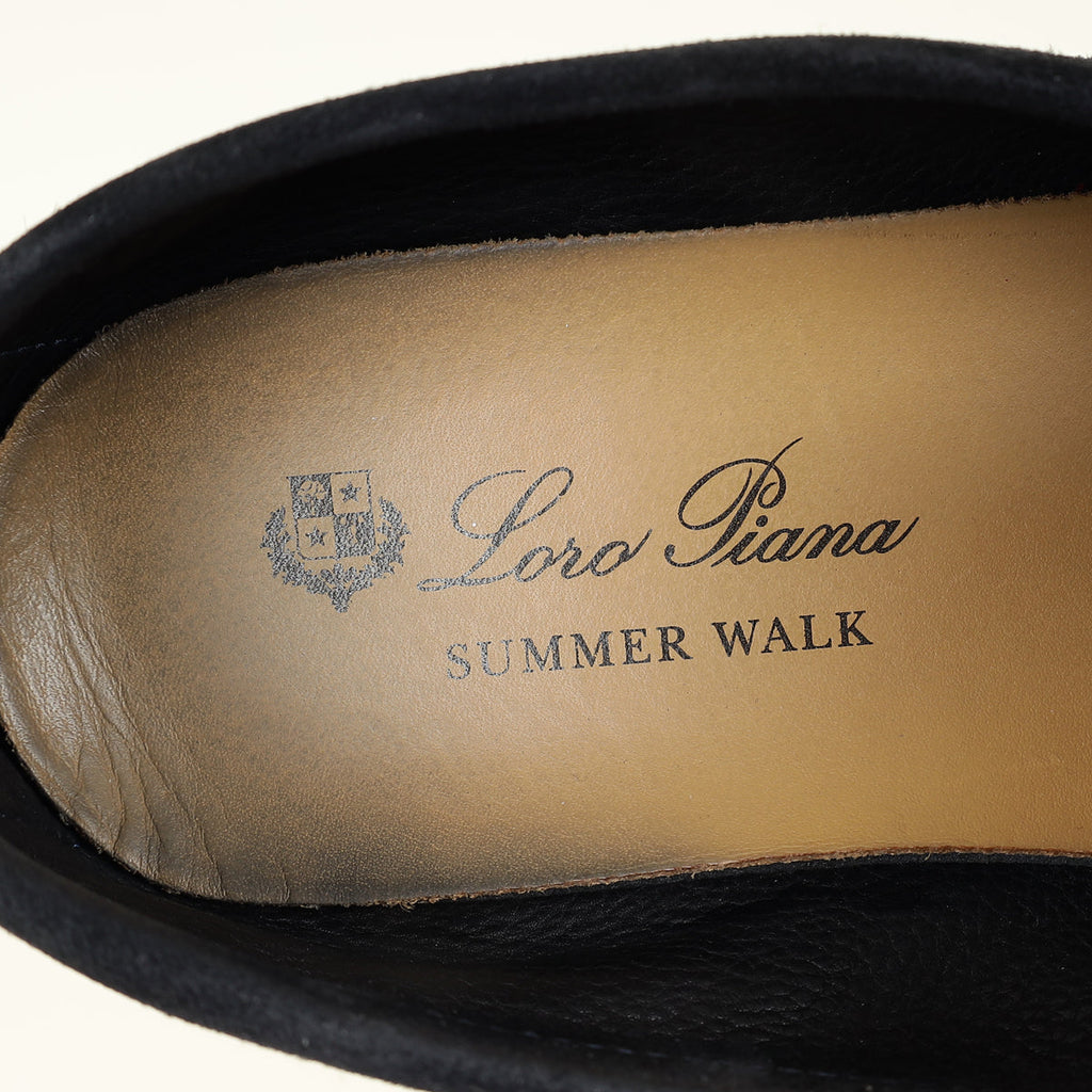 Loro Piana Argo Blue Melange Summer Charms Walk Loafers 37