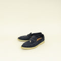 Loro Piana Argo Blue Melange Summer Charms Walk Loafers 38.5