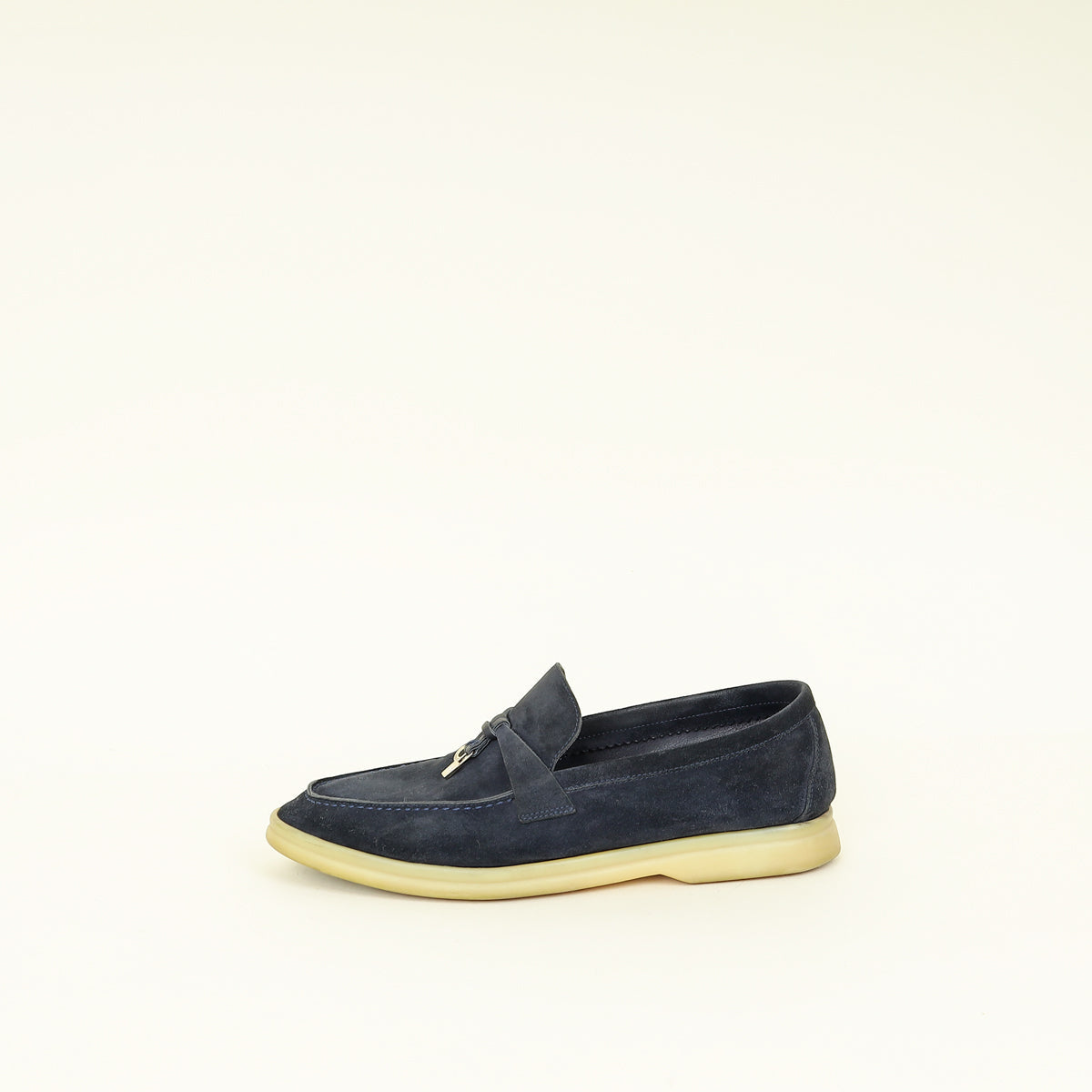 Loro Piana Argo Blue Melange Summer Charms Walk Loafers 38.5