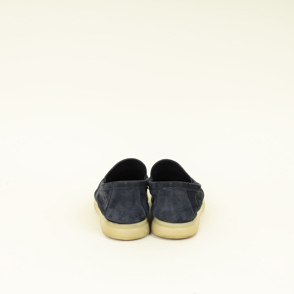 Loro Piana Argo Blue Melange Summer Charms Walk Loafers 38.5