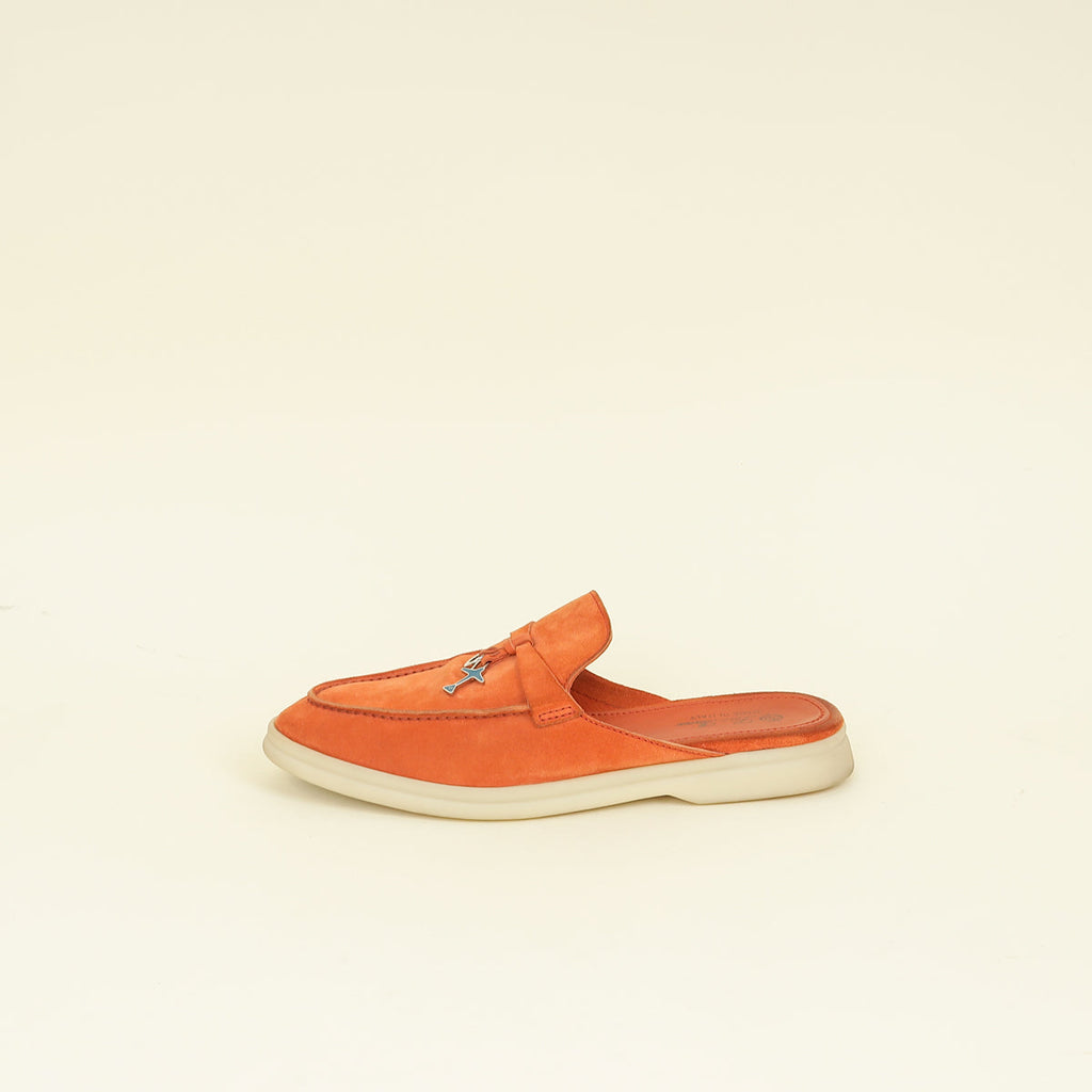 Loro Piana Orange Babouche Charms Walk Loafer 38.5