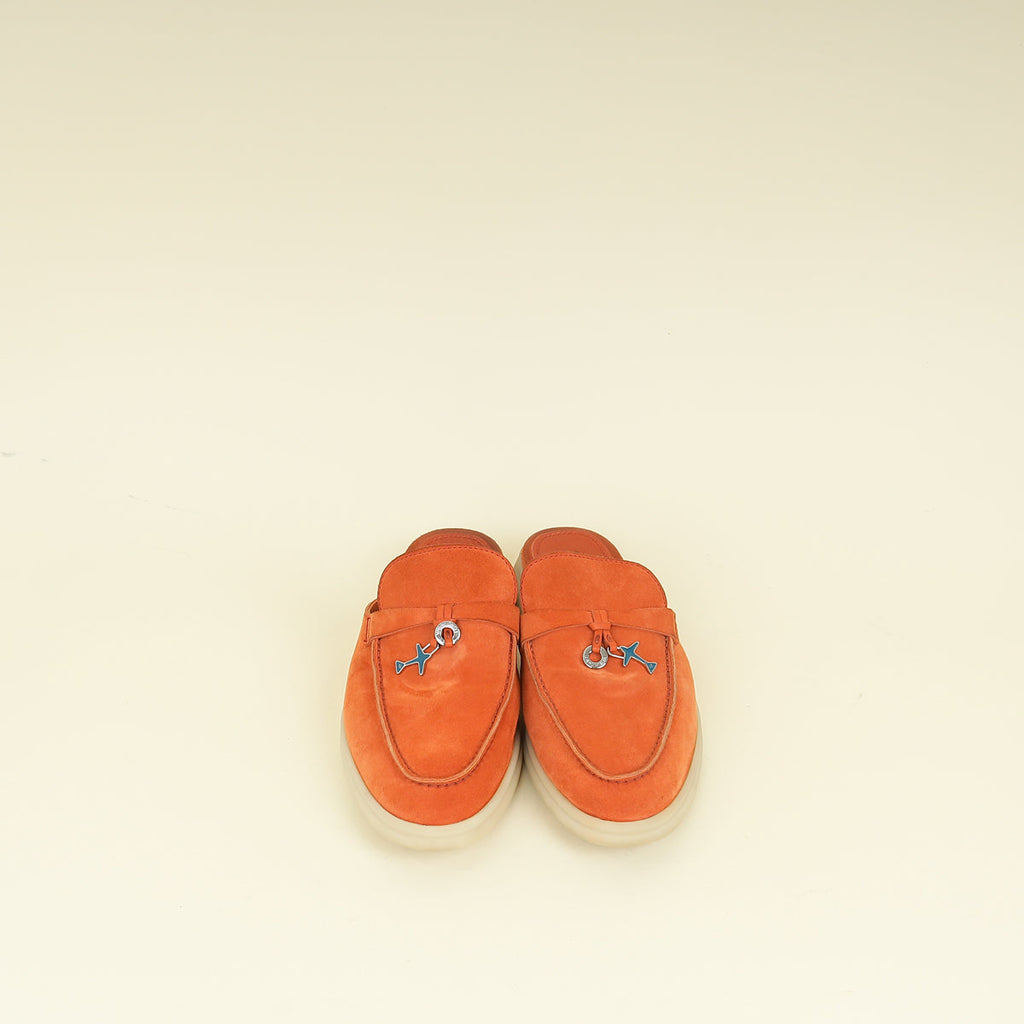 Loro Piana Orange Babouche Charms Walk Loafer 38.5
