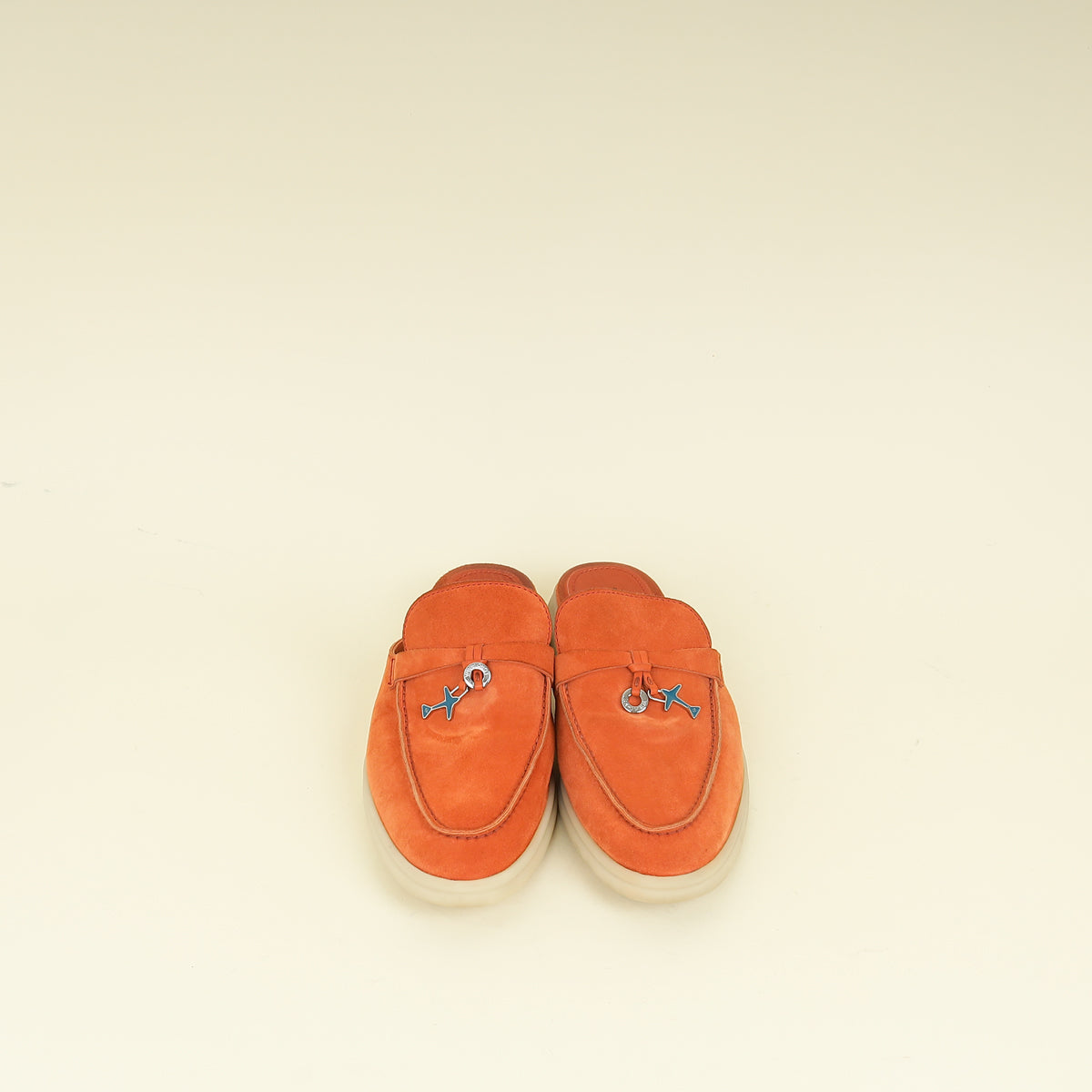 Loro Piana Orange Babouche Charms Walk Loafer 38.5