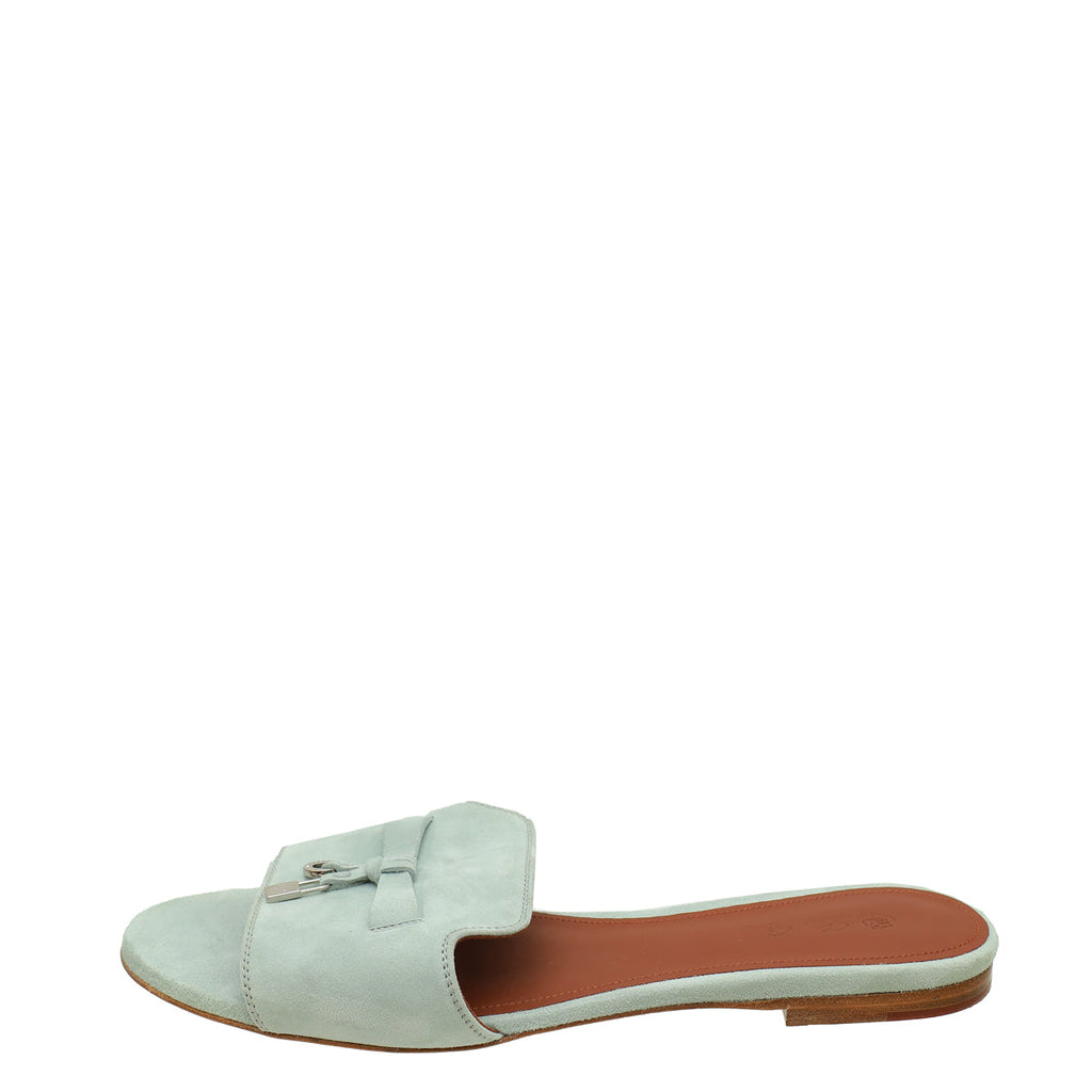 Loro Piana Light Grey Summer Charm Flat Sandal 39