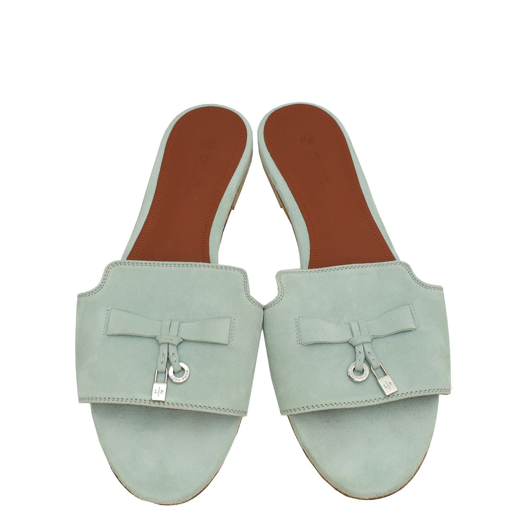 Loro Piana Light Grey Summer Charm Flat Sandal 39