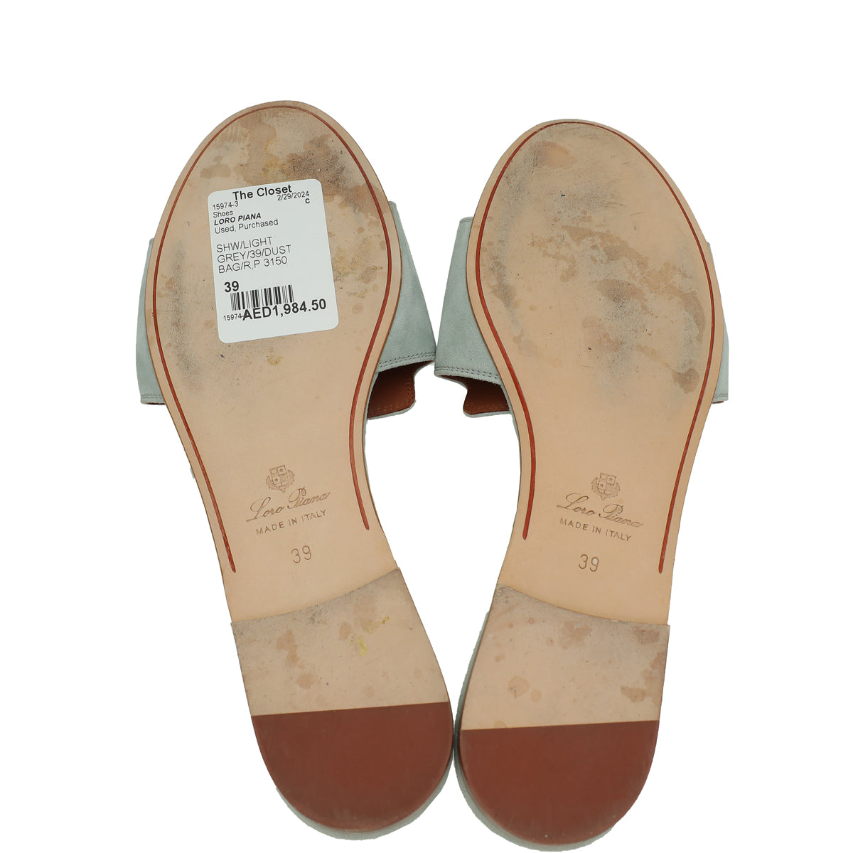Loro Piana Light Grey Summer Charm Flat Sandal 39
