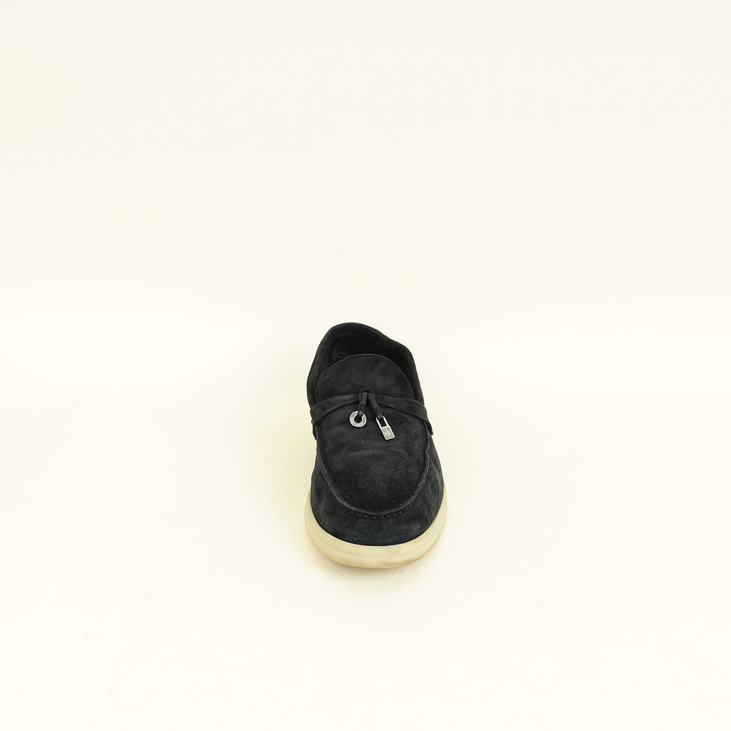 Loro Piana Black Summer Charms Walk Loafers 39