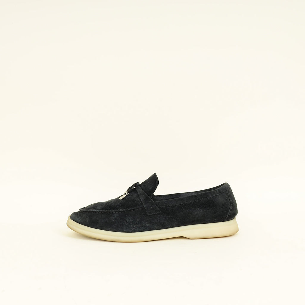 Loro Piana Black Summer Charms Walk Loafers 39