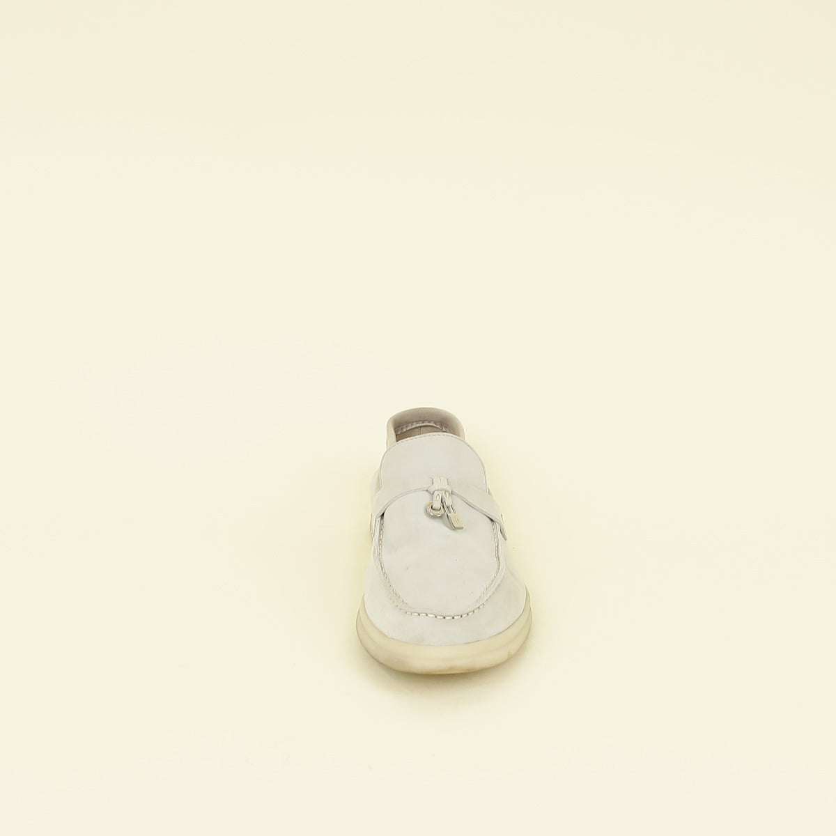 Loro Piana Pearl Gray Summer Charms Walk Loafers 39
