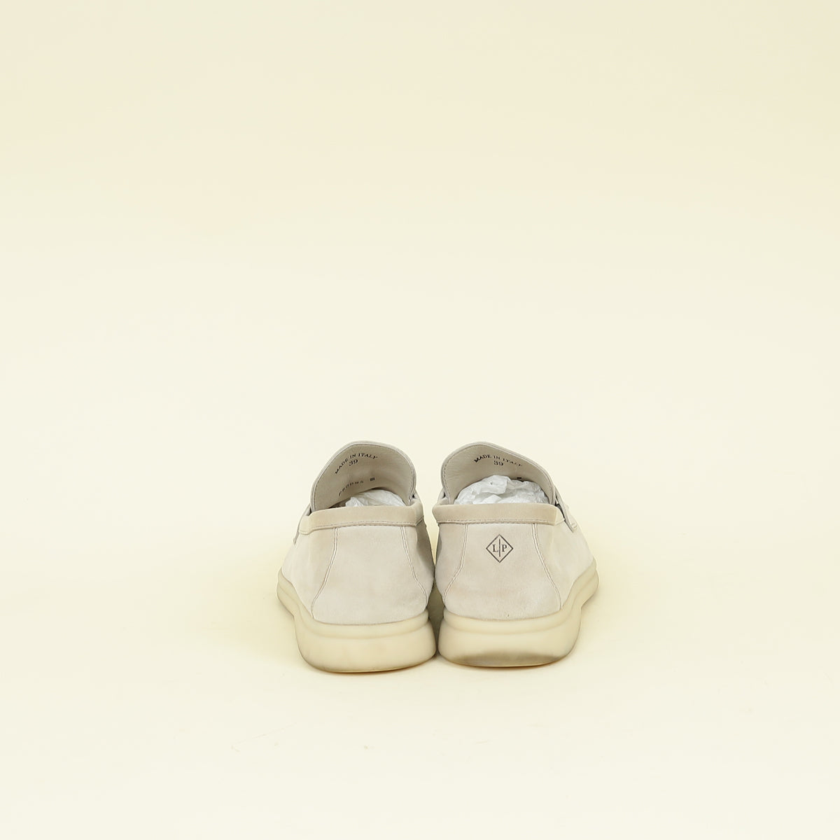 Loro Piana Pearl Gray Summer Charms Walk Loafers 39
