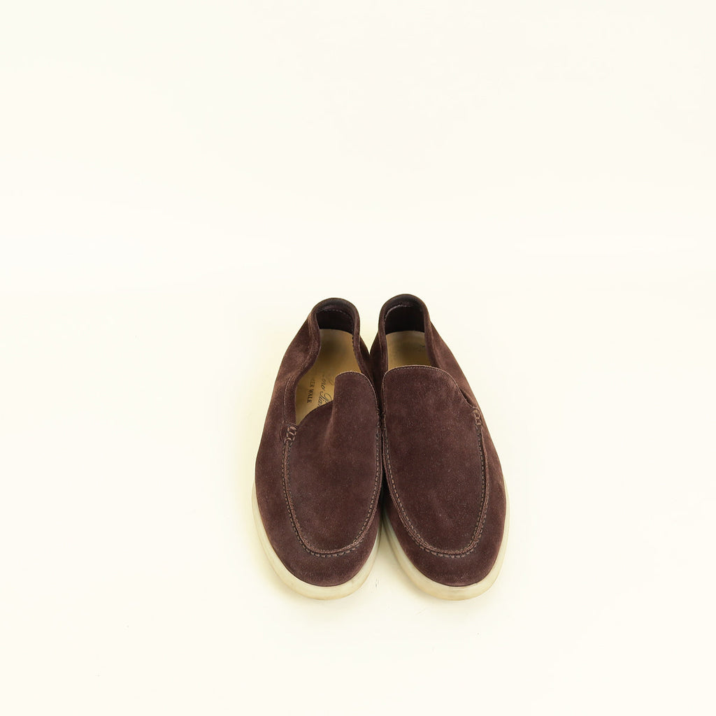 Loro Piana Chocolate Suede Summer Walk Loafer 40.5