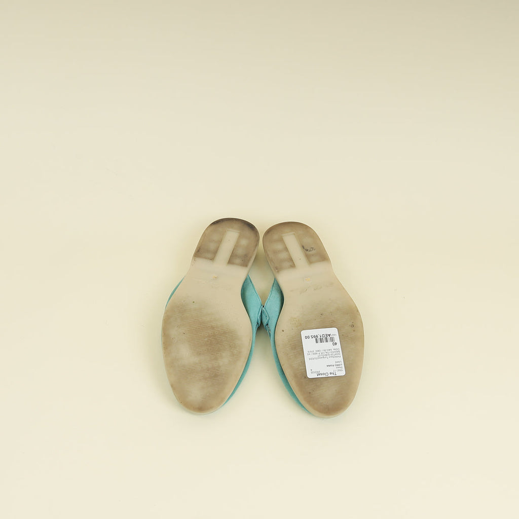 Loro Piana Aqua Turquoise L.E Mykonos Charms Walk Babouche Loafer 40