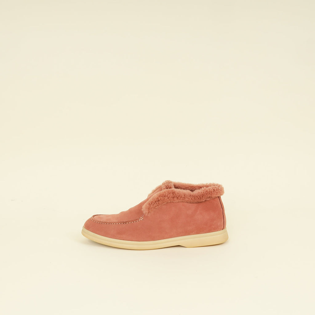 Loro Piana Soebet Pink Open Walk Ankle Boot w/Beaver Fur 40