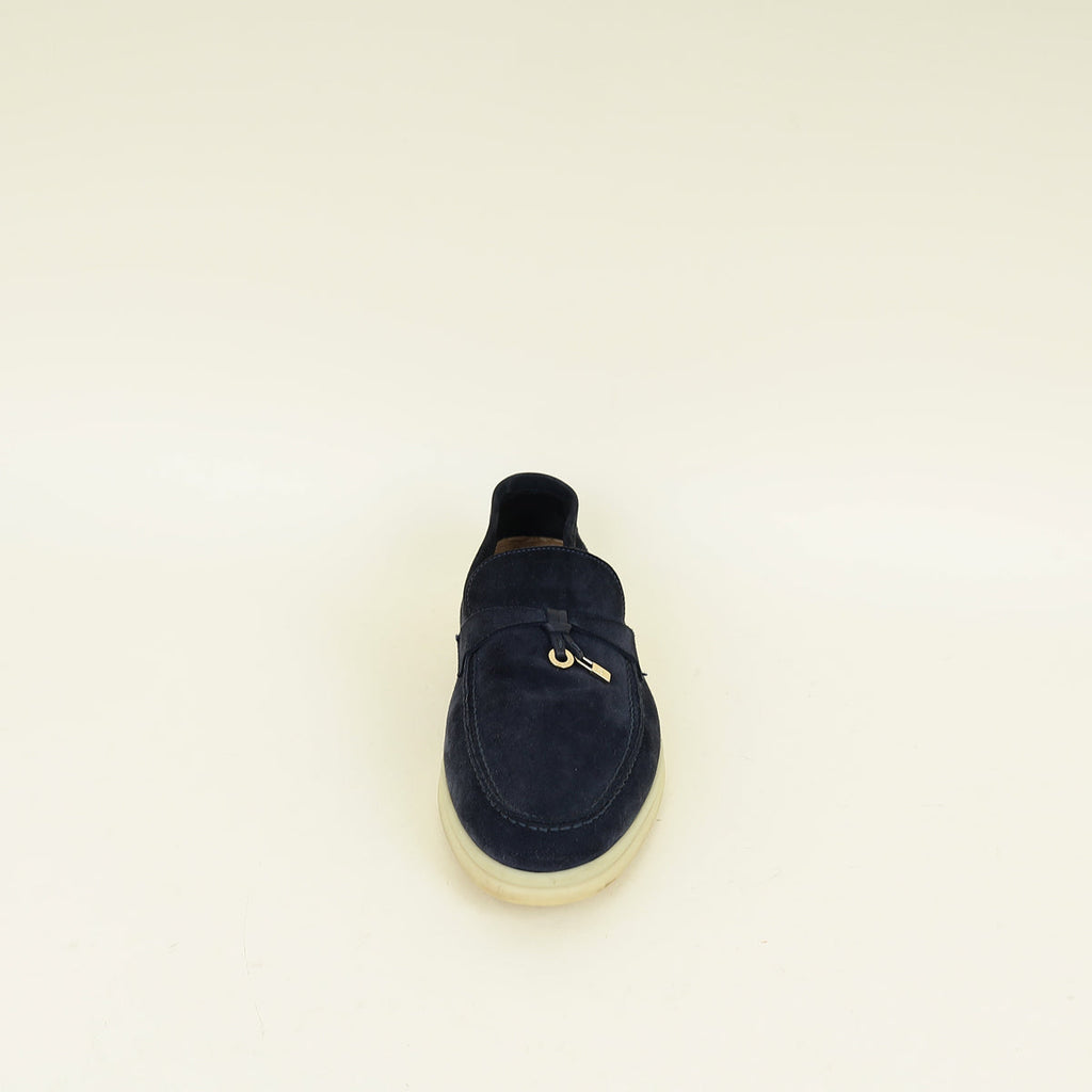 Loro Piana Argo Blue Melanga Summer Charms Walk Loafer 40