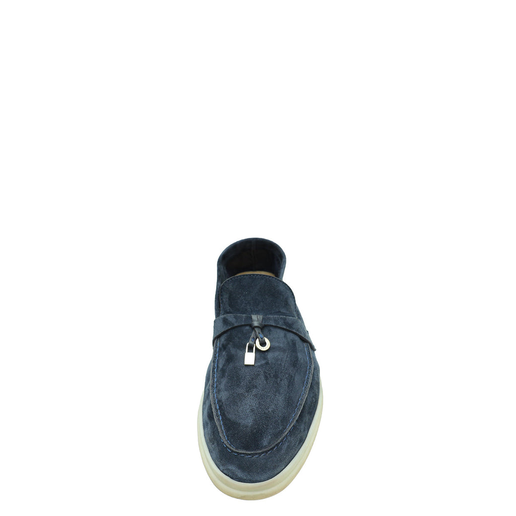 Loro Piana Navy Summer Charms Walk Loafers 40