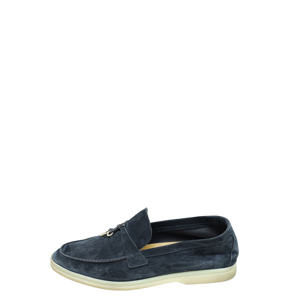 Loro Piana Navy Summer Charms Walk Loafers 40