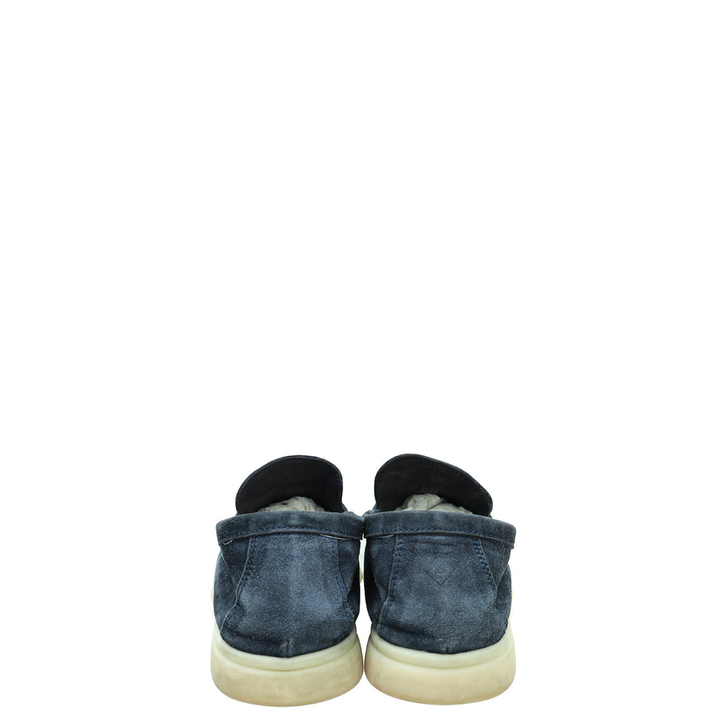 Loro Piana Navy Summer Charms Walk Loafers 40