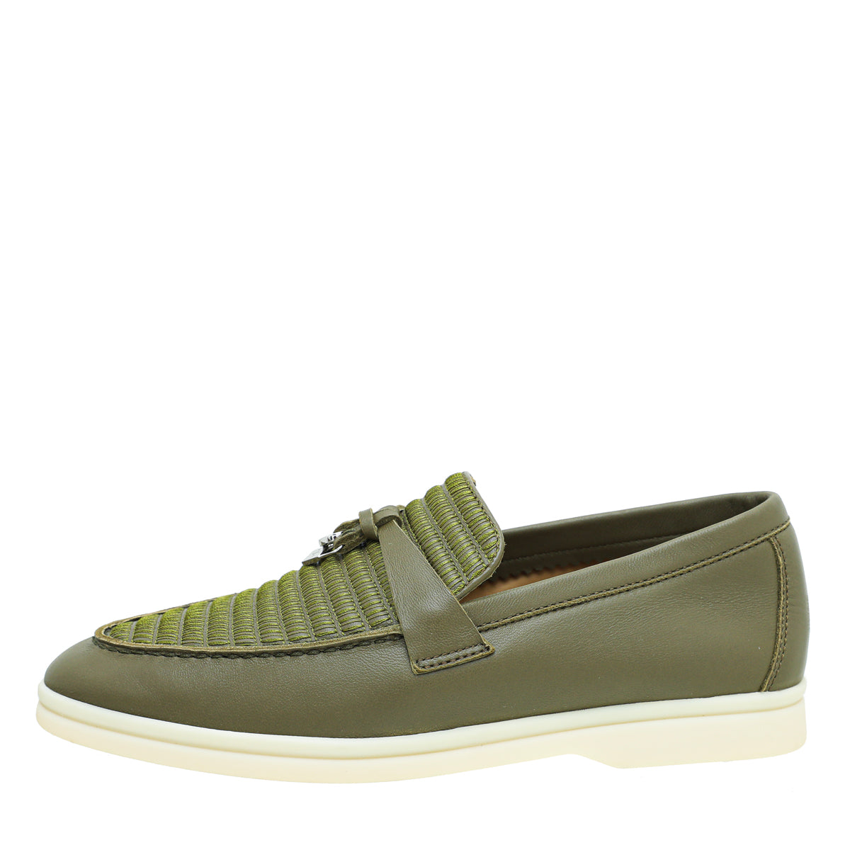 Loro Piana Olive Leaf Summer Charm Embroidered Walk Loafer 36